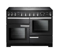 Rangemaster Professional Deluxe 110cm Induction Charcoal Black with Chrome trim Range Cooker front view