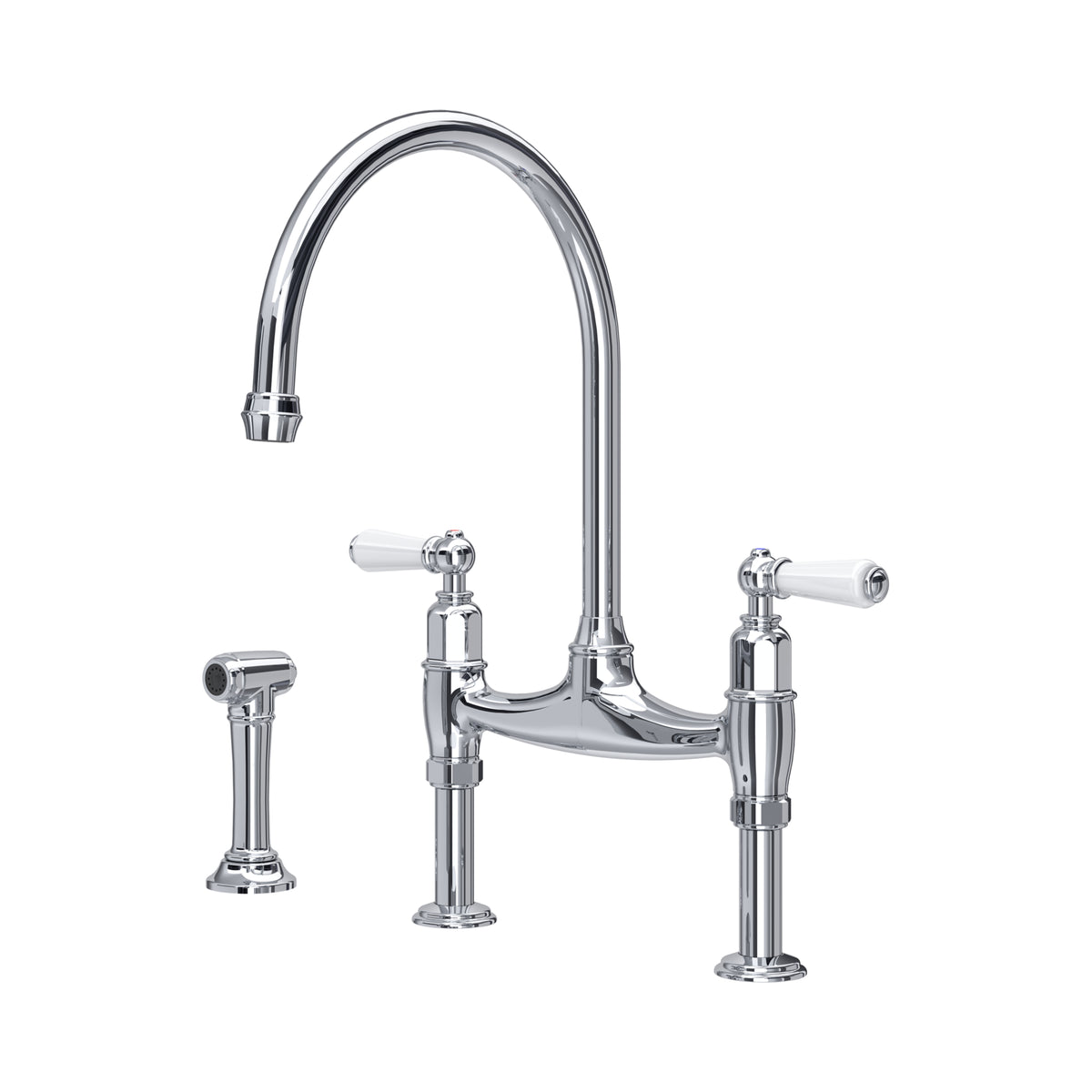 Perrin & Rowe Ionian Bridge Sink Mixer with Rinse (Lever) 4173 – Chrome