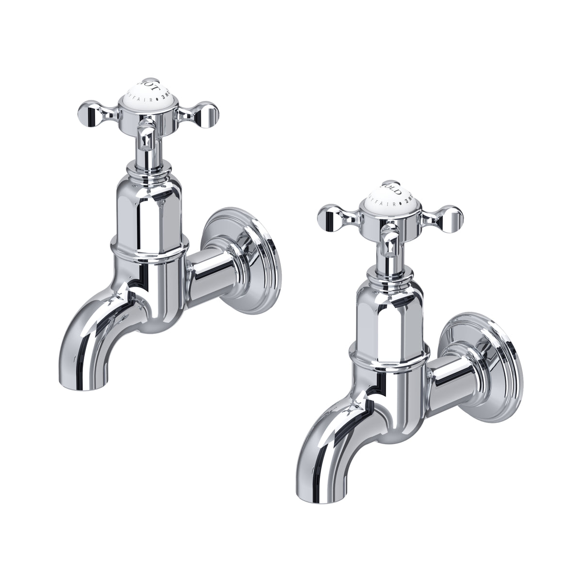 Perrin & Rowe Ionian Crosstop Bibcock Taps (Wall-Mounted) 4328 – Chrome