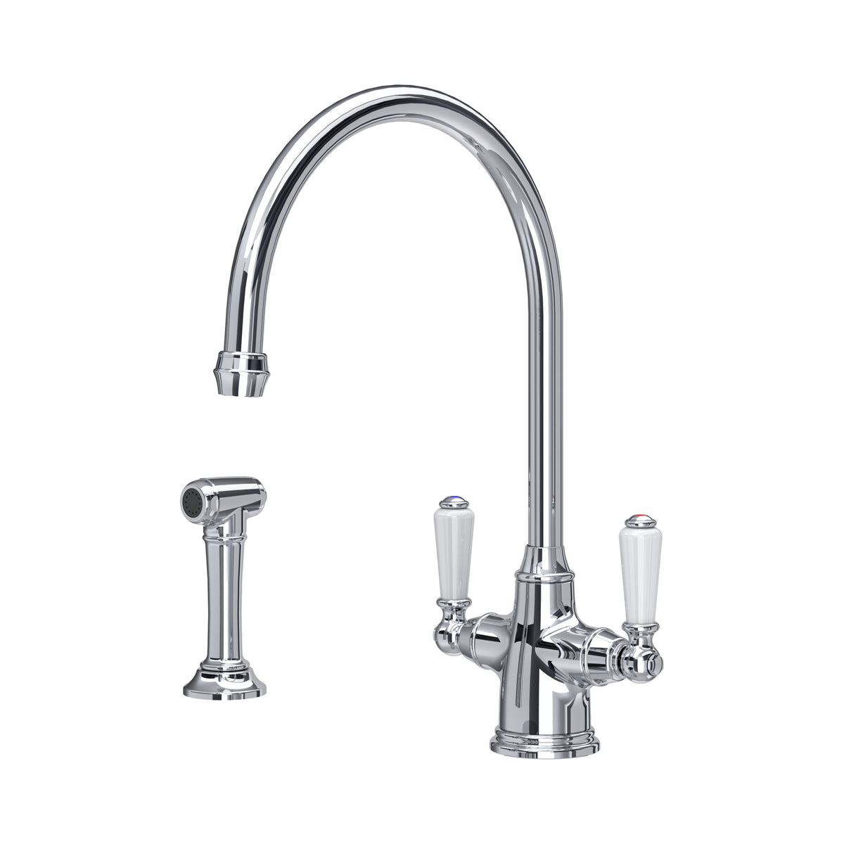 Perrin & Rowe Phoenician Monobloc Sink Mixer with Rinse (Two Lever) 4360 – Chrome