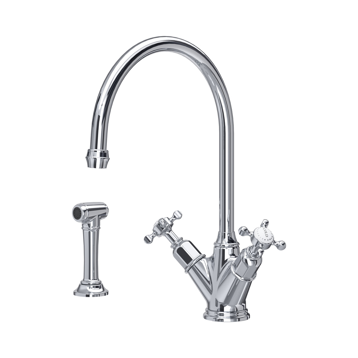 Perrin & Rowe Phoenician Monobloc Sink Mixer with Rinse (Crosstop) 4365 – Chrome