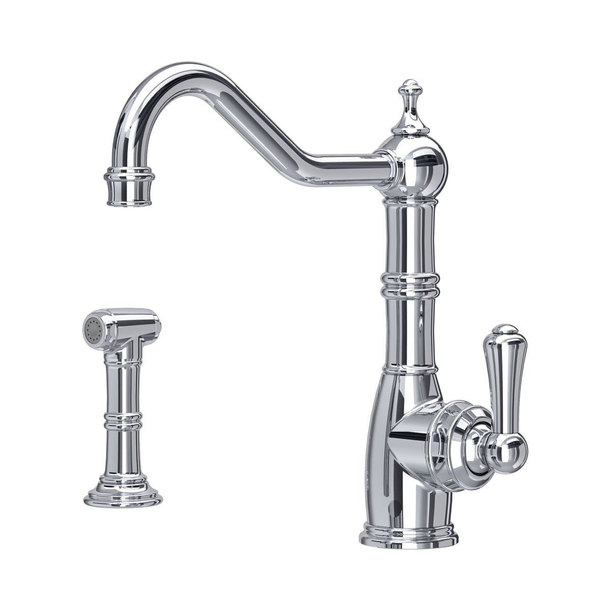 Perrin & Rowe Provence Monobloc Sink Mixer with Rinse (Single Lever) 4746 – Chrome