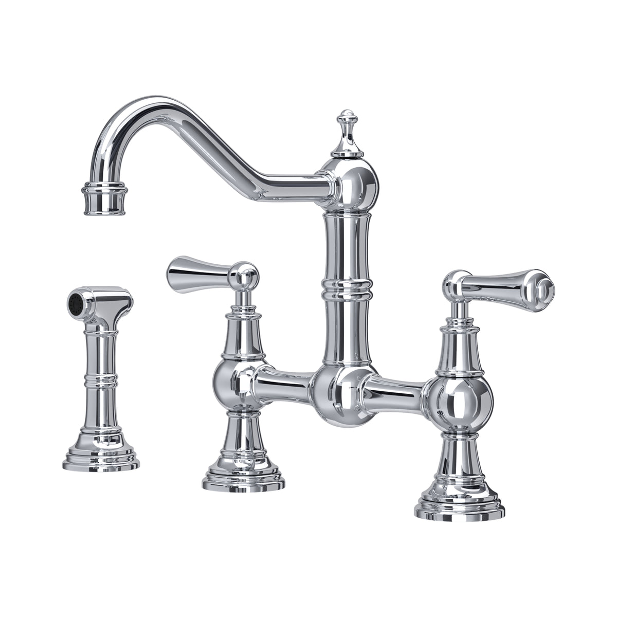 Perrin & Rowe Provence Bridge Sink Mixer with Rinse 4756 – Chrome