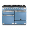 Rangemaster Elise 110cm Dual Fuel China Blue with Brushed Nickel trim Range Cooker front view