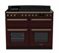Rangemaster Estel Deluxe 110cm Induction Bordeaux with Antique Brass trim Range Cooker front view