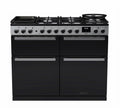 Rangemaster Edge Deluxe 110cm Dual Fuel Black Glass with Chrome trim Range Cooker front view