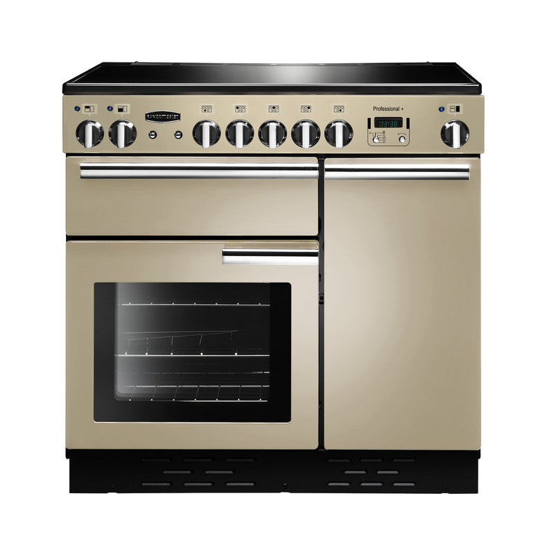 Rangemaster Professional+ 90cm Ceramic Cream with Chrome trim Range Cooker front view