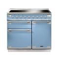 Rangemaster Elise 100cm Induction China Blue with Brushed Nickel trim Range Cooker front view