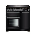 Rangemaster Encore Deluxe 90cm Induction Black with Chrome trim Range Cooker front view