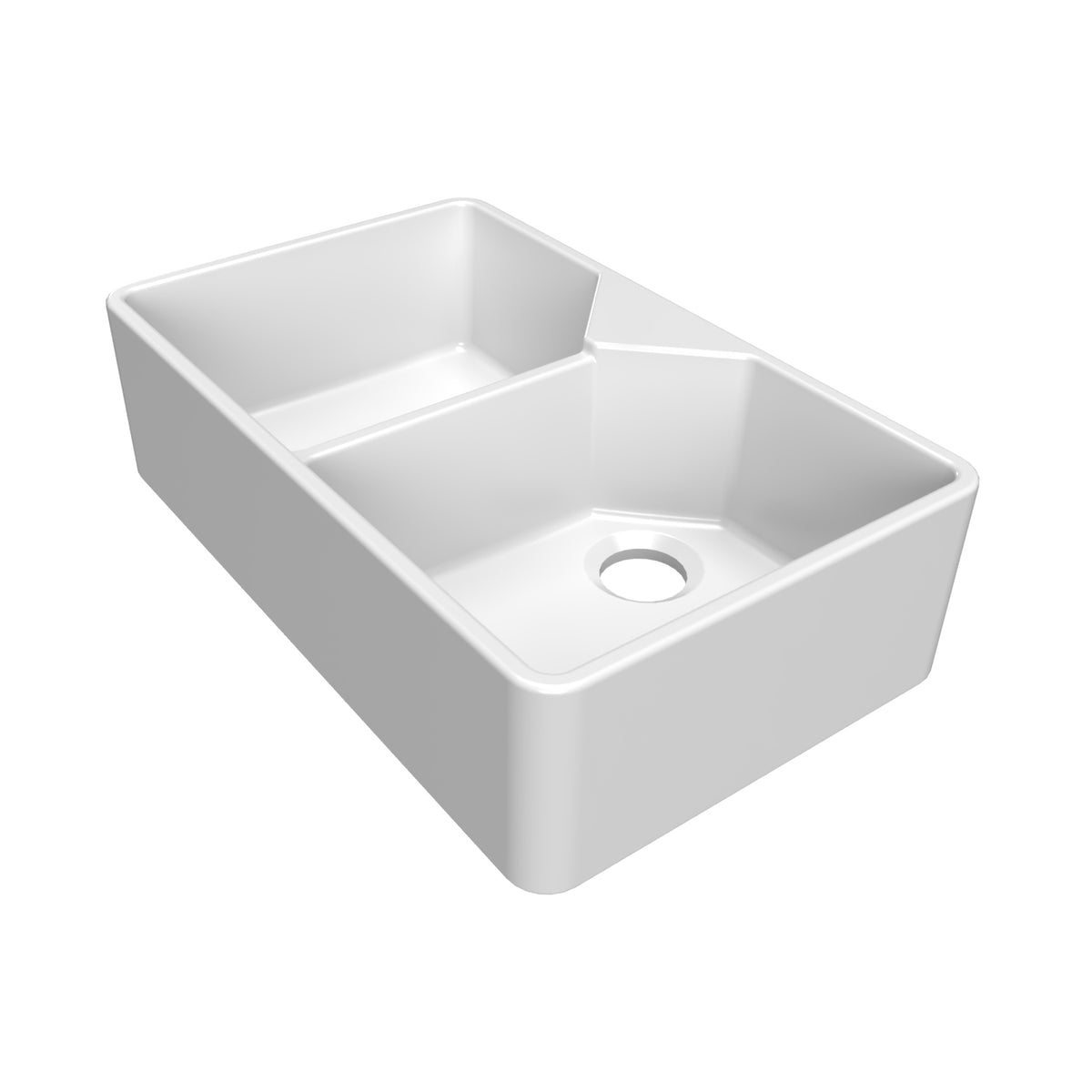 Bidbury & Co Alderley Double Bowl Ceramic Butler Sink — White