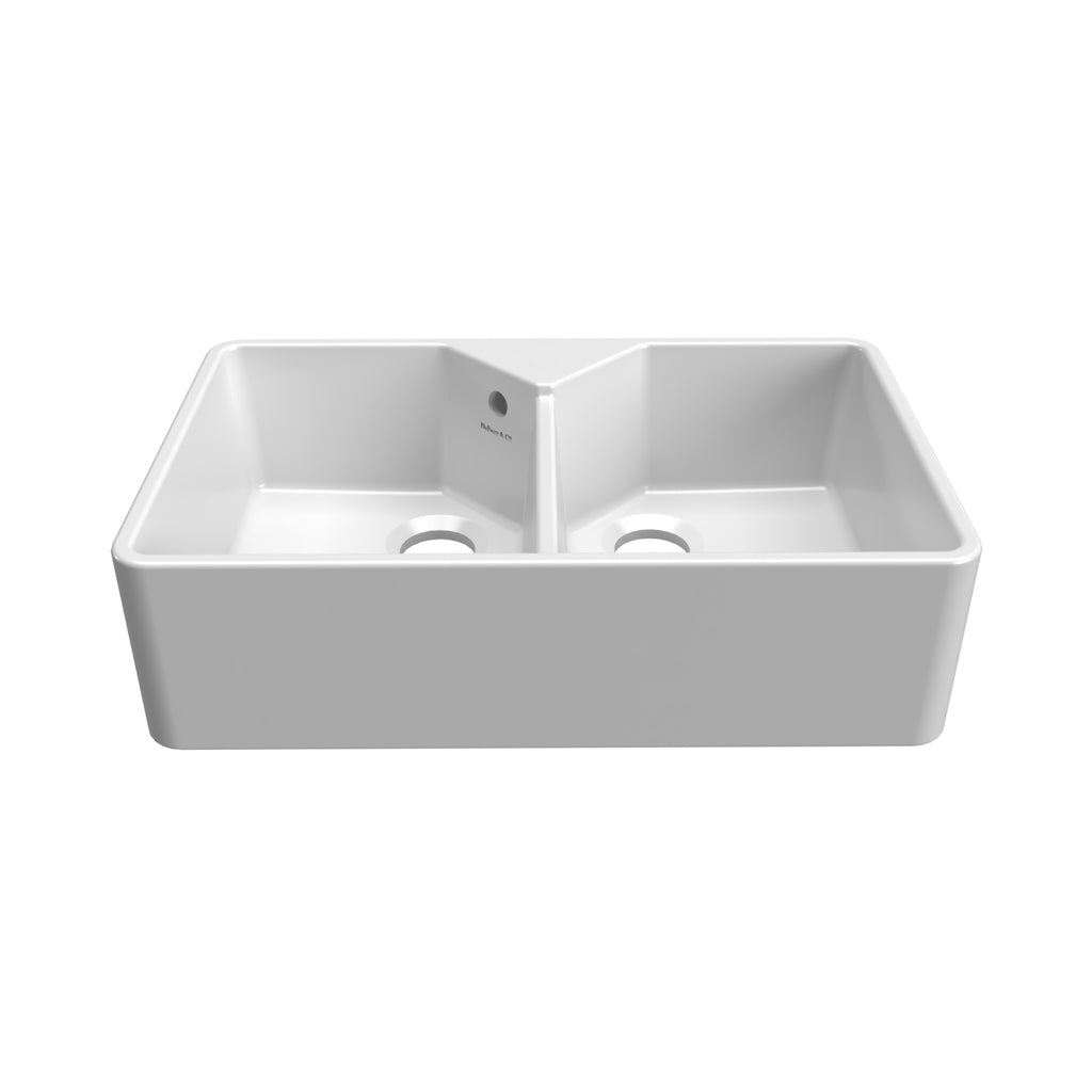 Bidbury & Co Alderley Double Bowl Ceramic Butler Sink — White