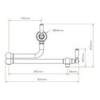 Bidbury & Co Aldsworth Pot Filler — Chrome — technical drawing