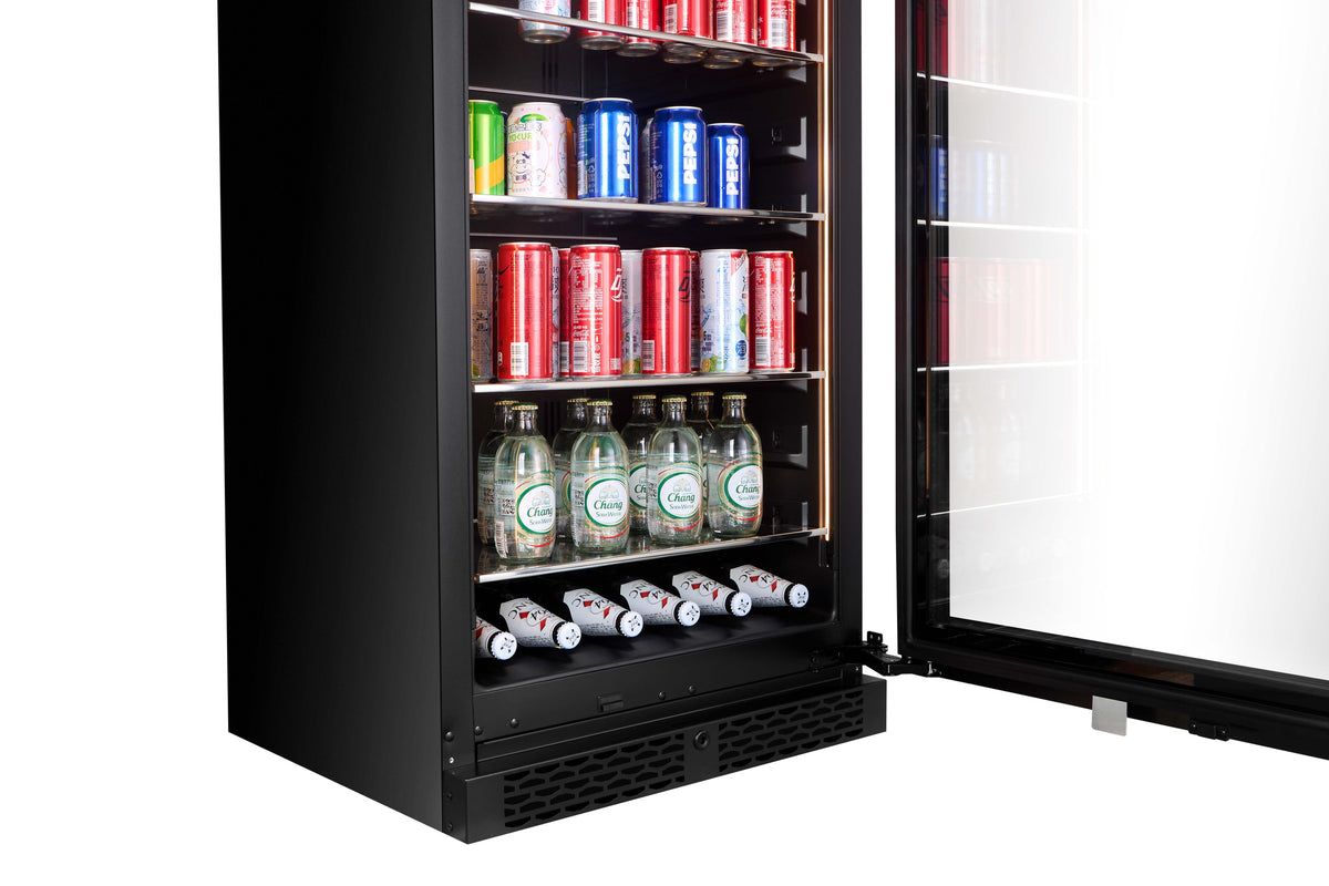 CELLA BV122S-BLACK freestanding drinks fridge – Black glass