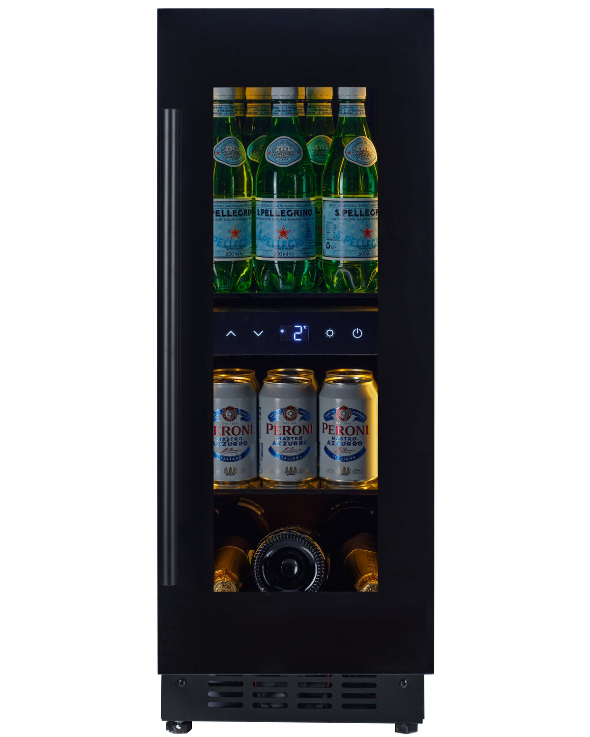 CELLA BV18-BH undercounter drinks fridge – Black glass
