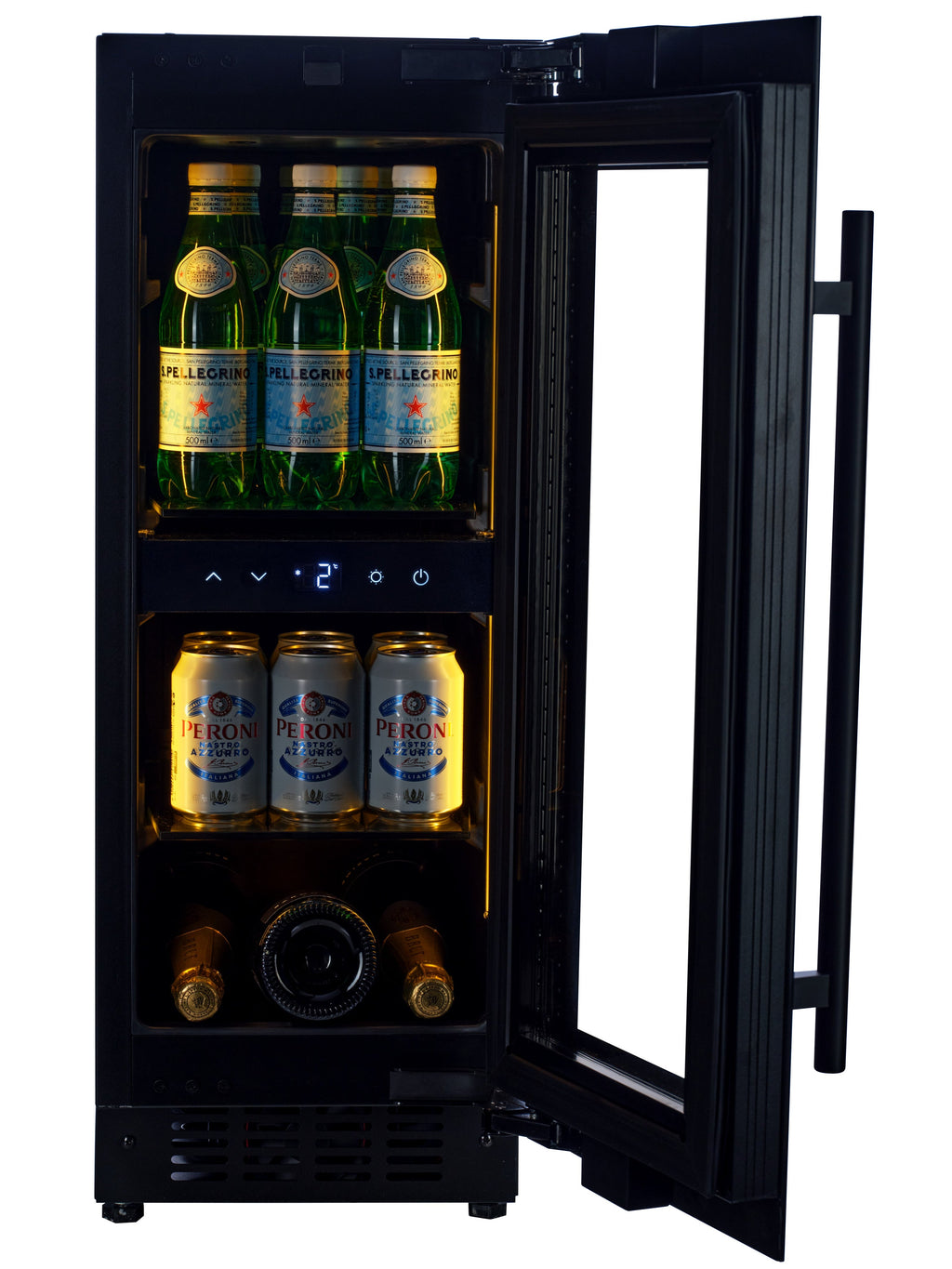 CELLA BV18-BH undercounter drinks fridge – Black glass