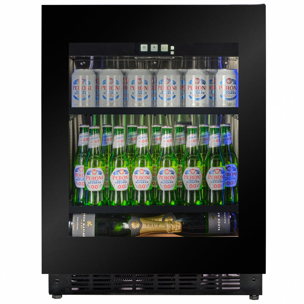 CELLA BV30B-TO undercounter drinks fridge – Black glass