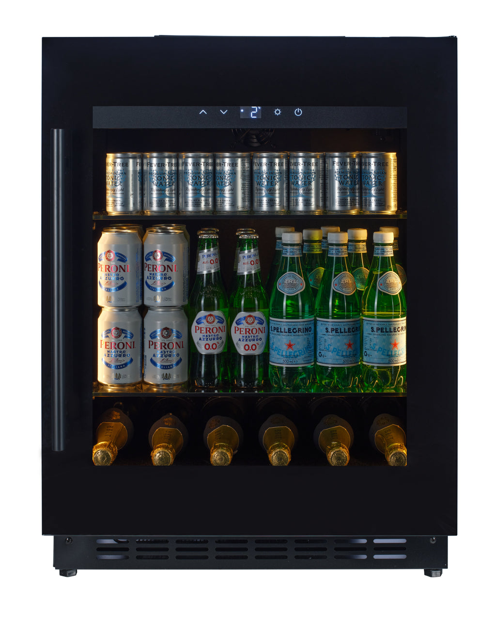 CELLA BV34-BH undercounter drinks fridge – Black glass