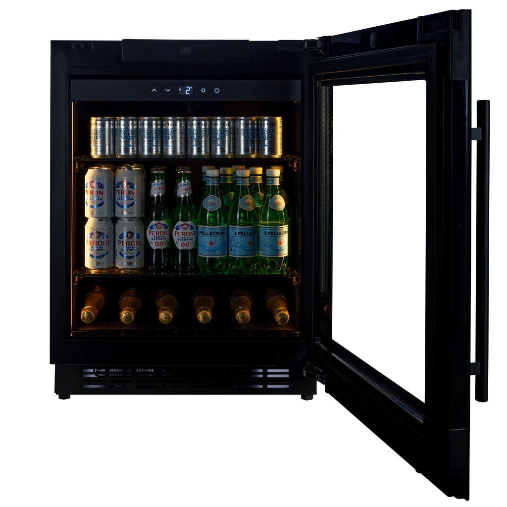 CELLA BV34-BH undercounter drinks fridge – Black glass