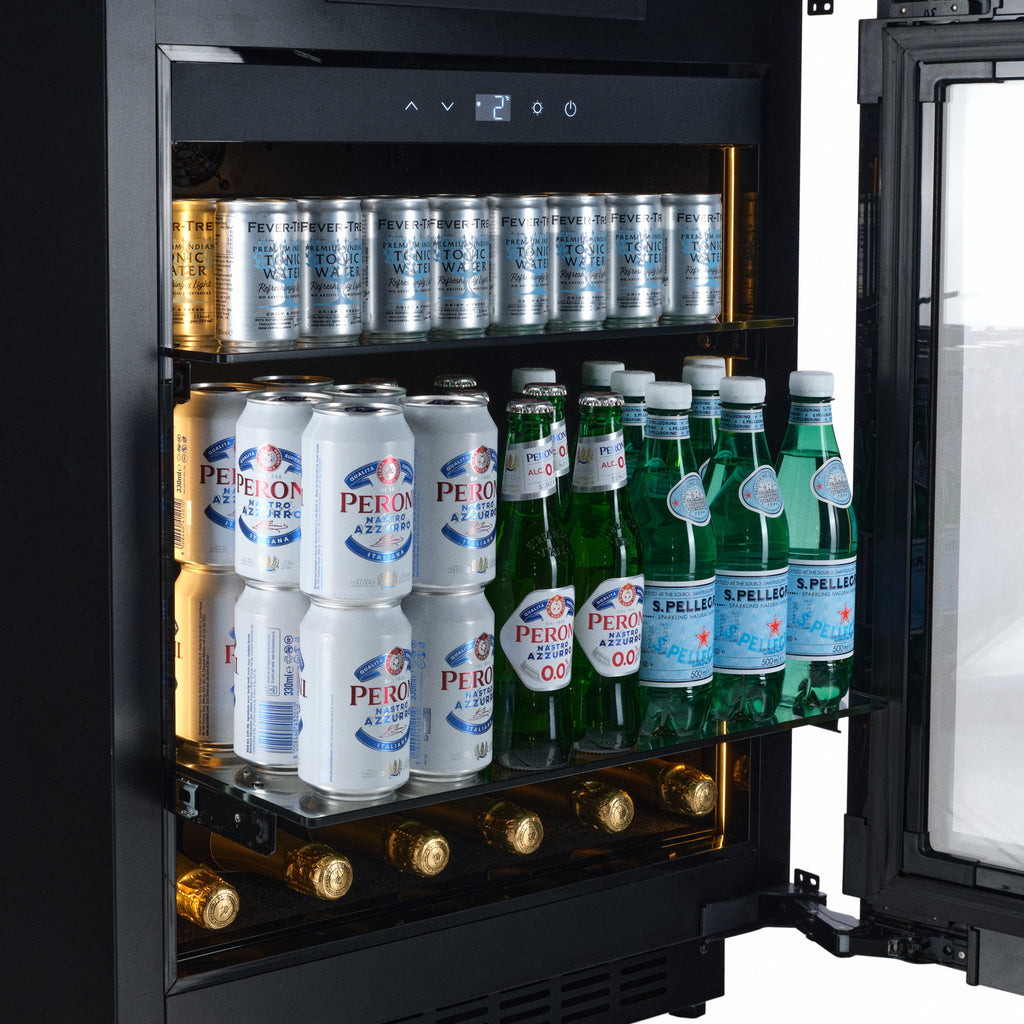 CELLA BV34-BH undercounter drinks fridge – Black glass