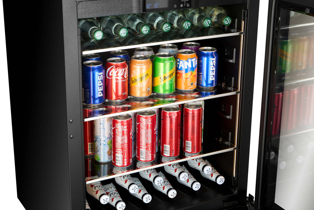 CELLA BV46S-BLACK freestanding drinks fridge – Black glass