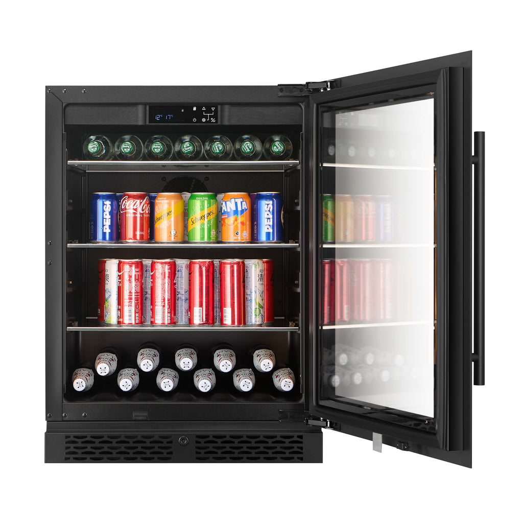 CELLA BV46S-BLACK freestanding drinks fridge – Black glass