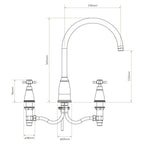 Bidbury & Co Ebley Kitchen Tap — Chrome — technical drawing