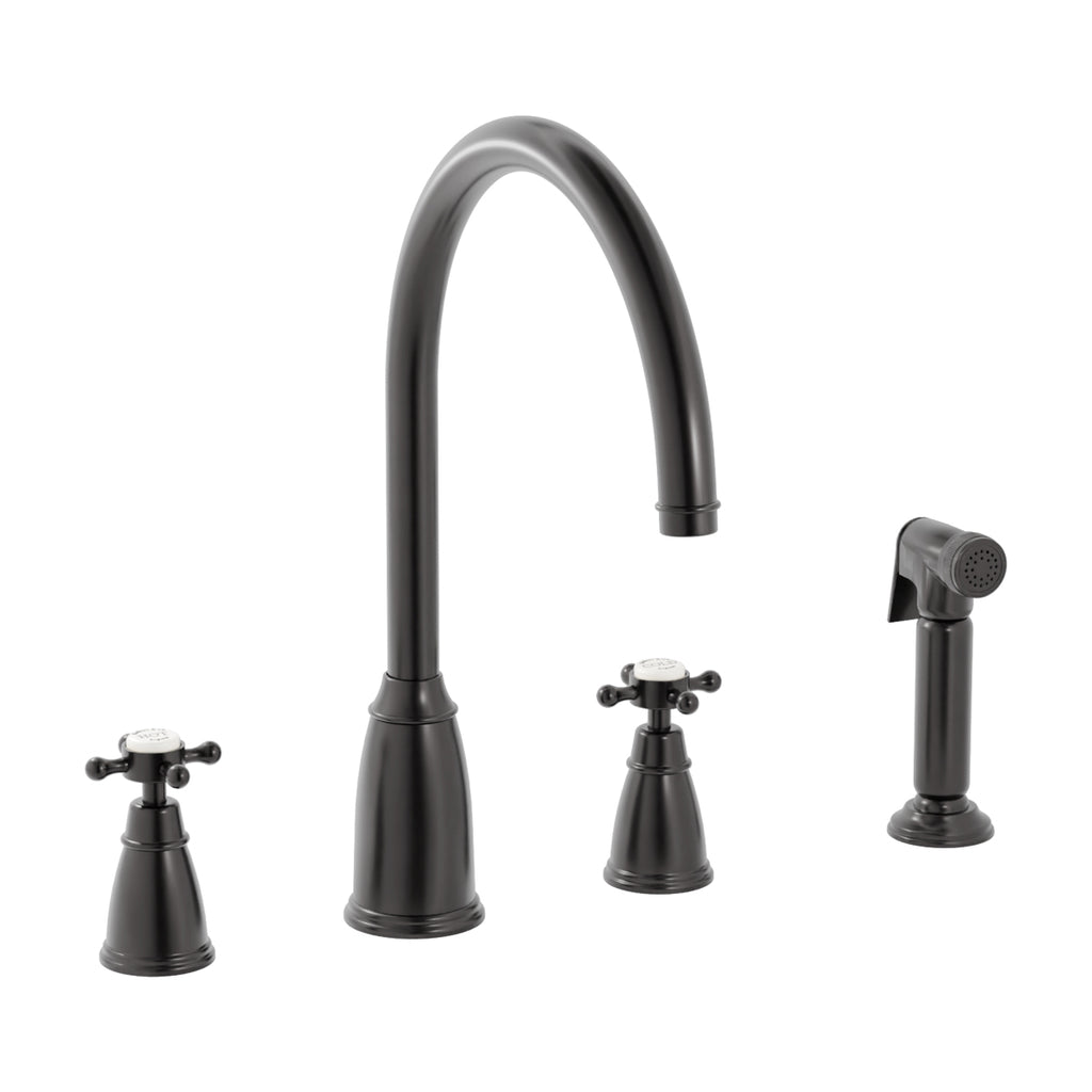 Bidbury & Co Ebrington Kitchen Tap with Rinse — Blackened Brass