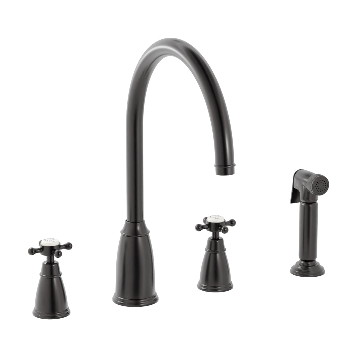 Bidbury & Co Ebrington Kitchen Tap with Rinse — Blackened Brass