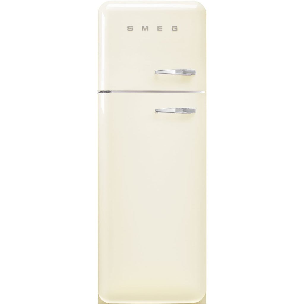 Retro Free Standing Refrigerator in Cream, Left hand hinge