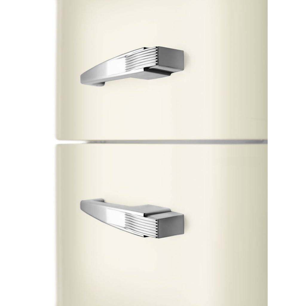 Retro Free Standing Refrigerator in Cream, Left hand hinge