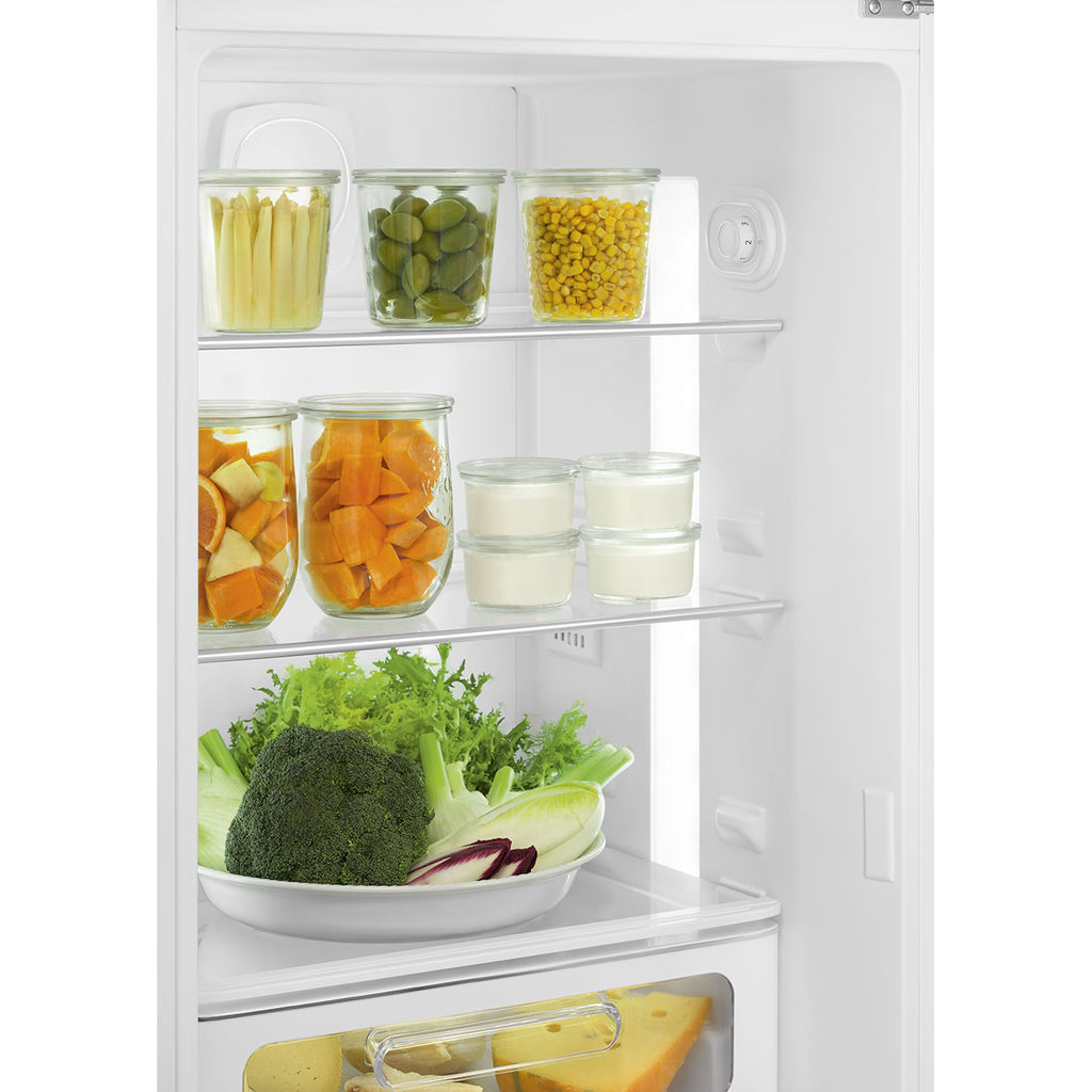 Retro Free Standing Refrigerator in Cream, Left hand hinge