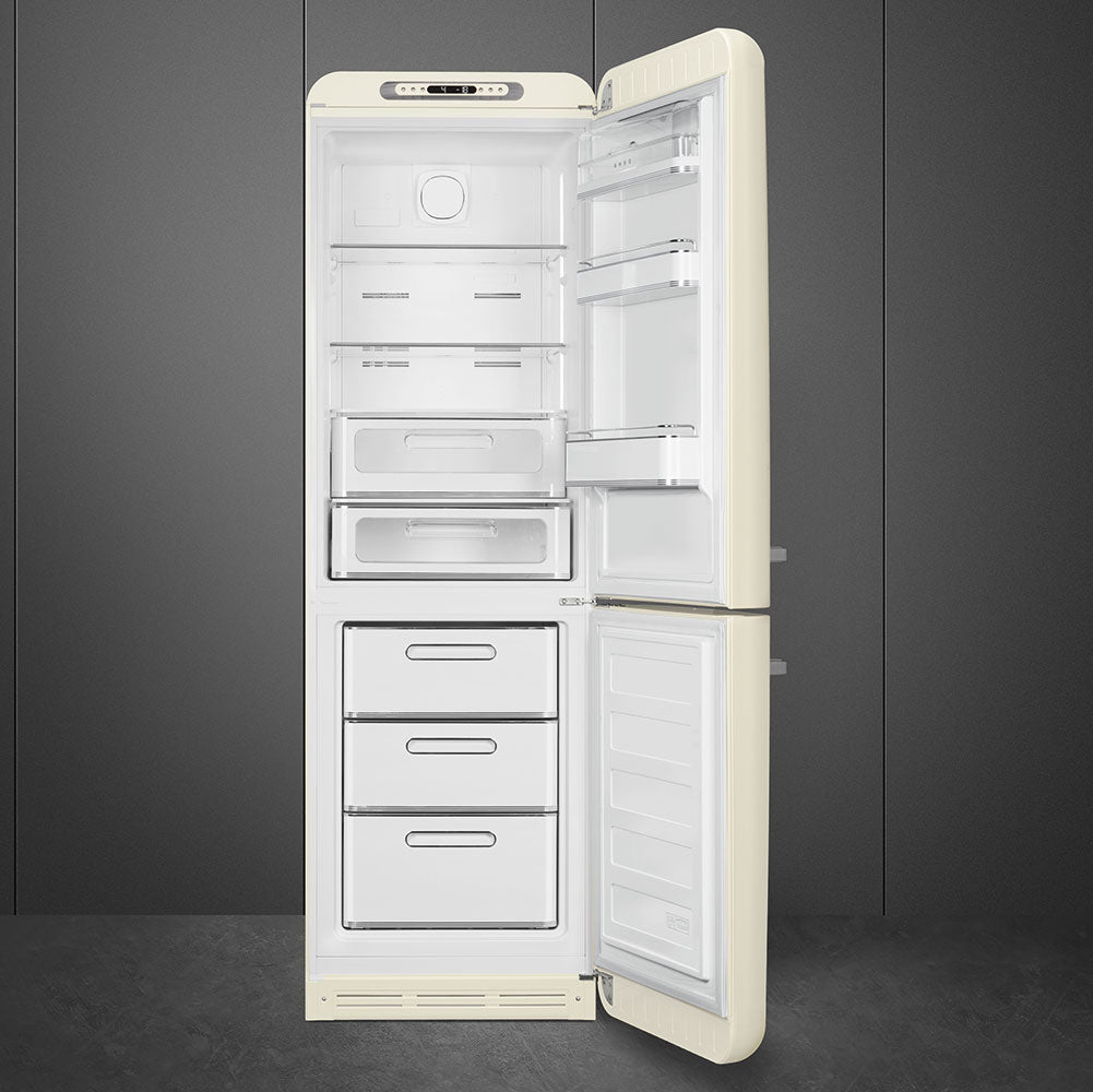 Retro Free Standing Refrigerator in Cream, Right hand hinge