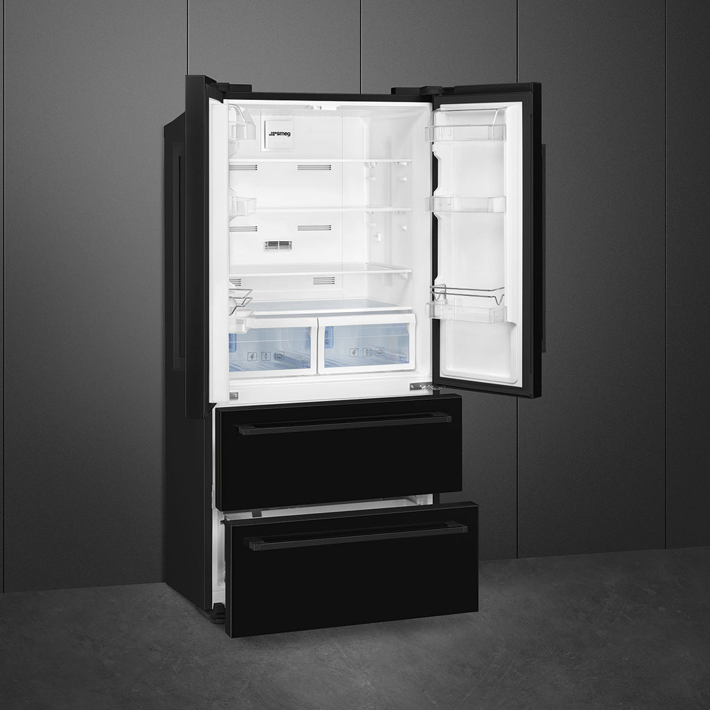 Free Standing French Style Fridge Freezer in Black