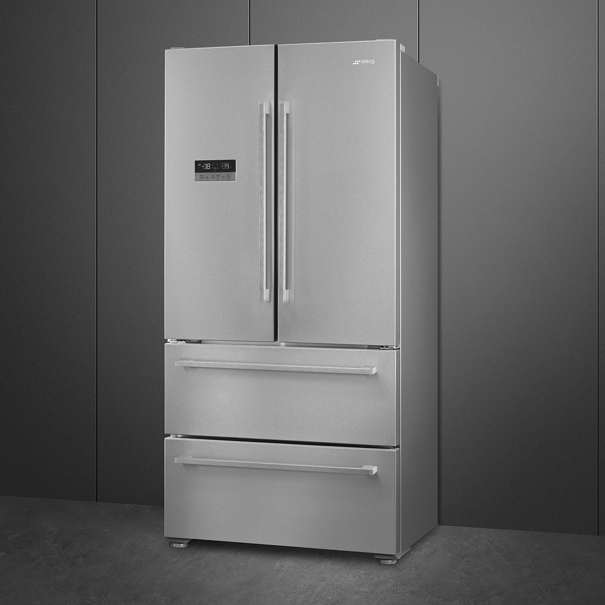 Free Standing French Style Fridge Freezer in Inox Look