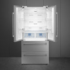 Free Standing French Style Fridge Freezer in Inox Look