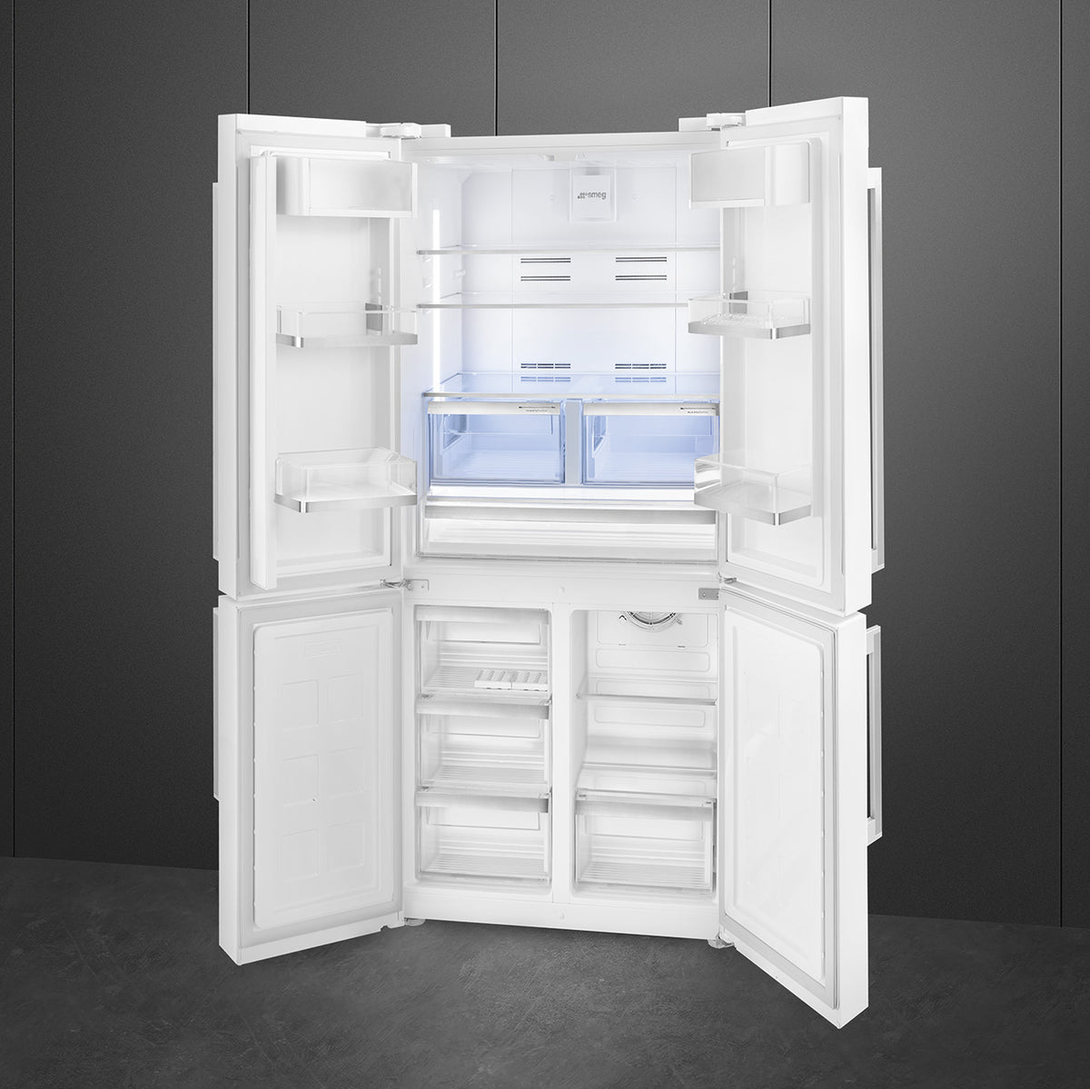Free Standing American Style Fridge Freezer in White