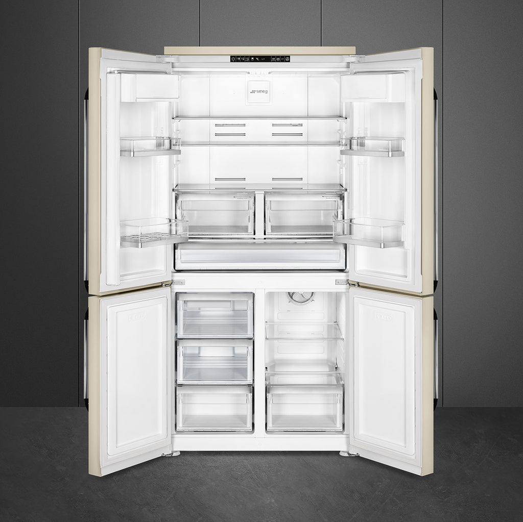 Free Standing American Style Fridge Freezer in Cream
