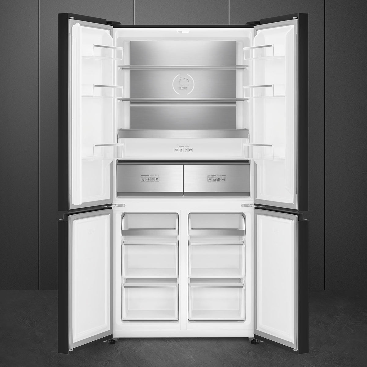 Free Standing American Style Fridge Freezer in Dark Inox Look