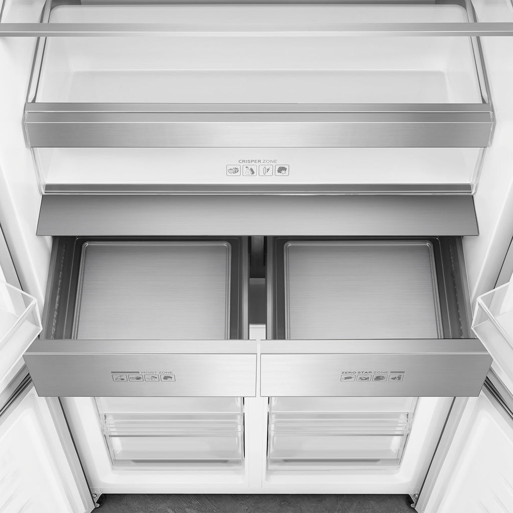 Free Standing American Style Fridge Freezer in Dark Inox Look