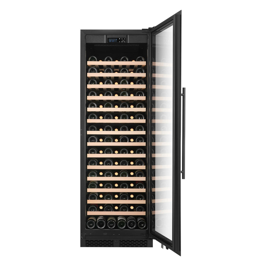 CELLA FWS122S-BLACK 110 bottle freestanding wine fridge – Black glass