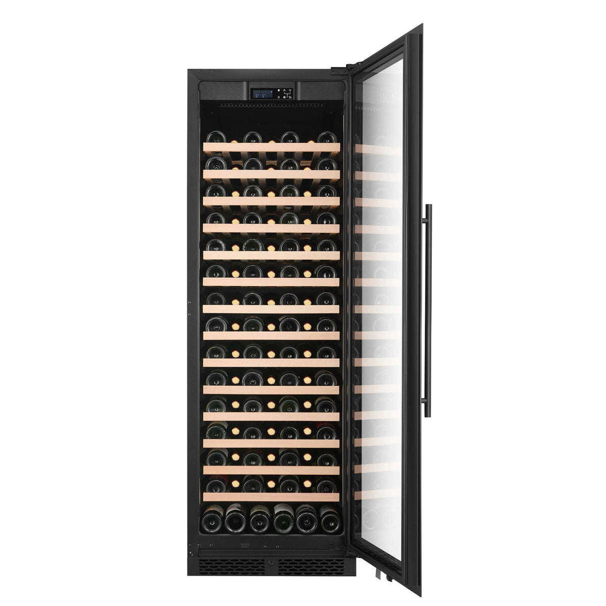 CELLA FWS122S-BLACK 110 bottle freestanding wine fridge – Black glass