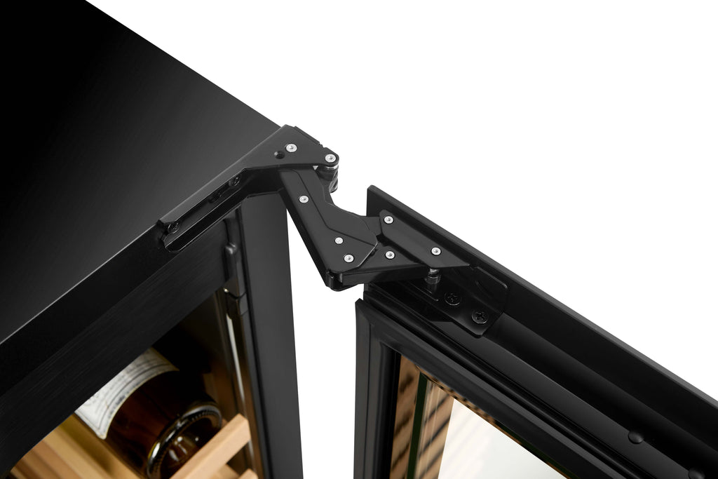 CELLA FWS154D-BLACK 145 bottle freestanding wine fridge – Black glass