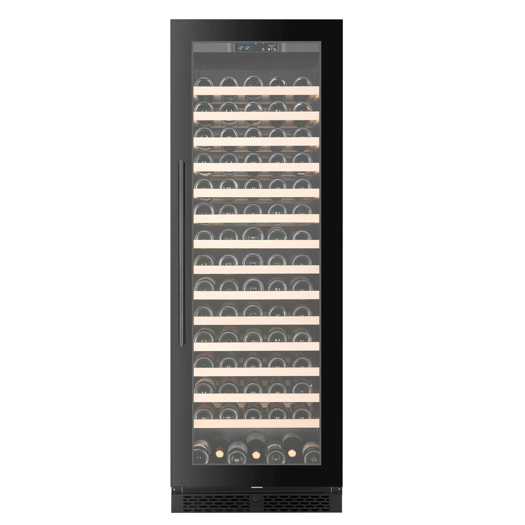 CELLA FWS163-BLACK 161 bottle freestanding wine fridge – Black glass
