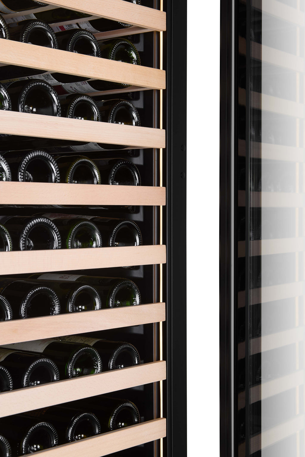 CELLA FWS163-BLACK 161 bottle freestanding wine fridge – Black glass