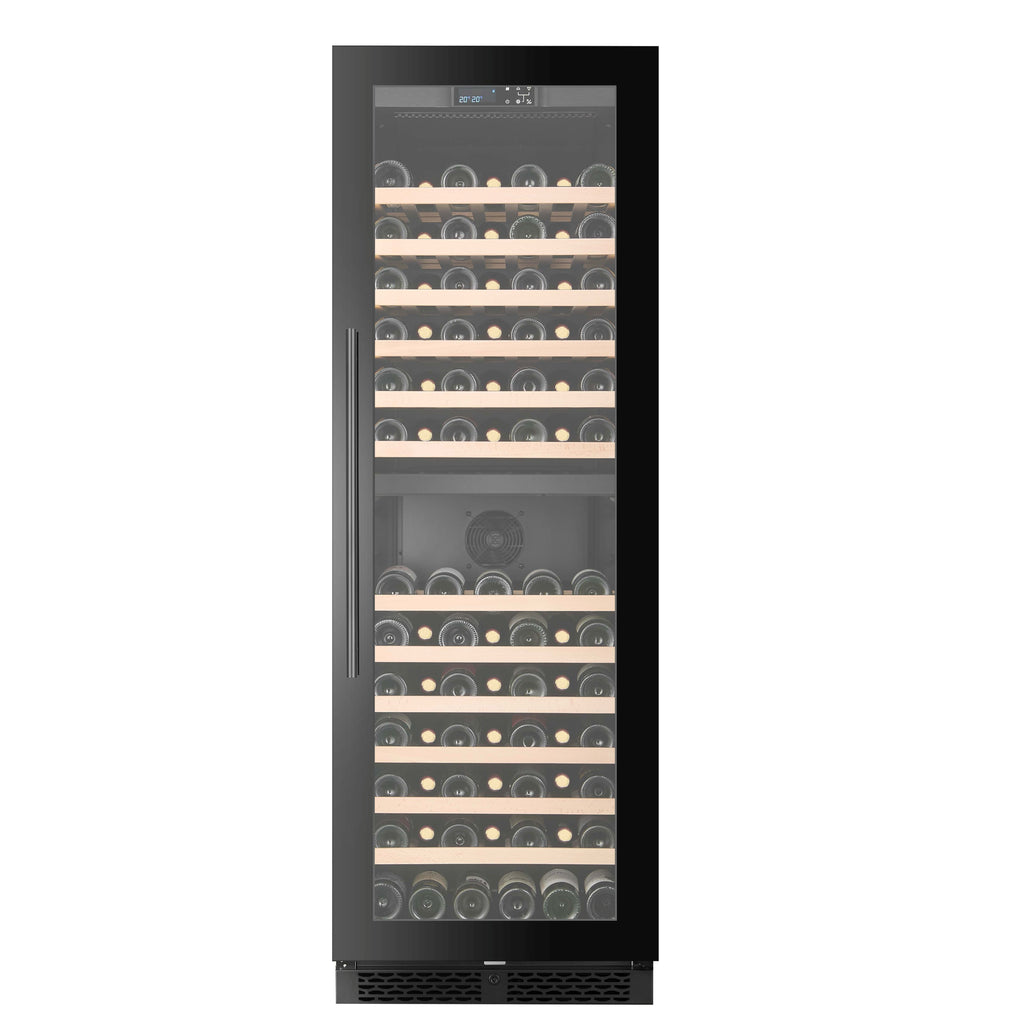 CELLA FWS93D-BLACK 110 bottle freestanding wine fridge – Black glass