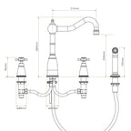 Bidbury & Co Georgeton Kitchen Tap with Rinse — Chrome — technical drawing