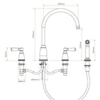 Bidbury & Co Hannington Kitchen Tap with Rinse — Chrome — technical drawing