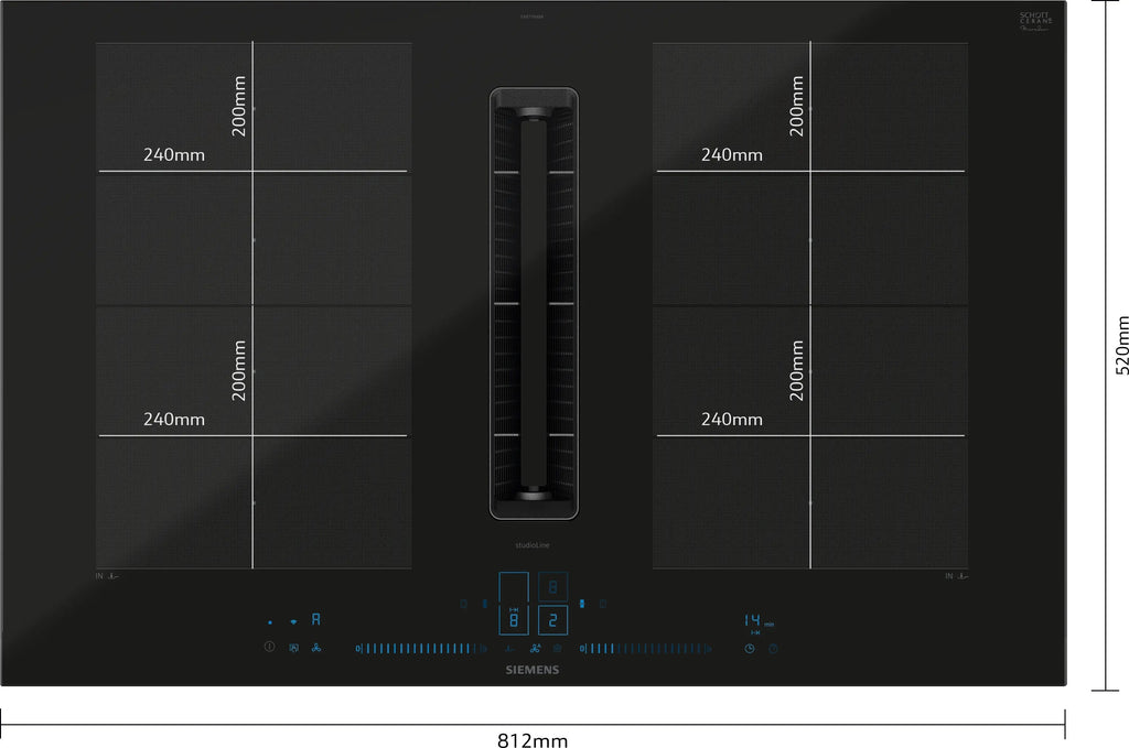 Siemens iQ700 Induction hob with integrated ventilation system 80 cm surface mount with frame EX870NX68E