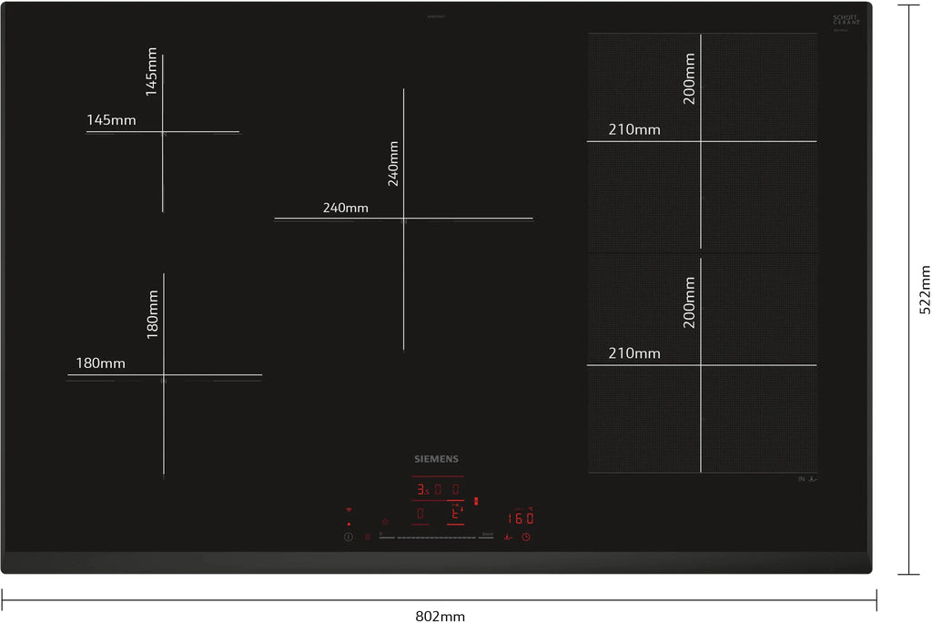 Siemens iQ700 Induction hob 80 cm surface mount without frame EX851HVC1E