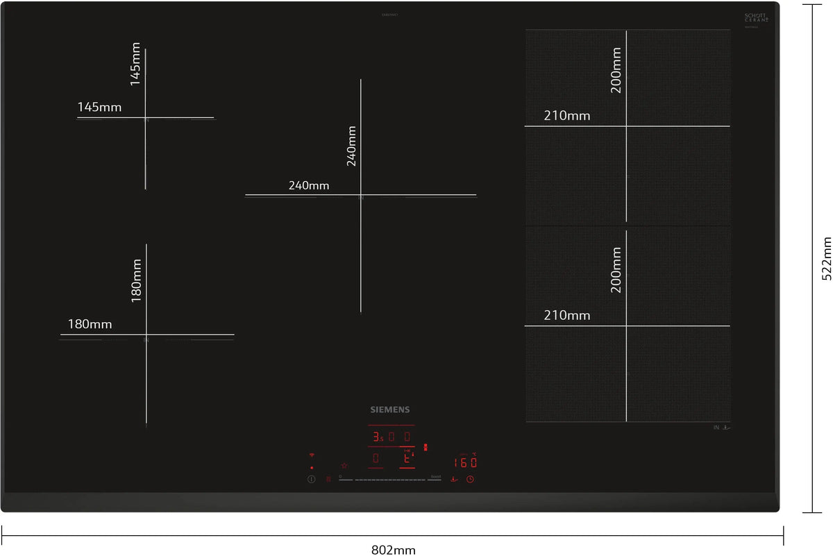 Siemens iQ700 Induction hob 80 cm surface mount without frame EX851HVC1E